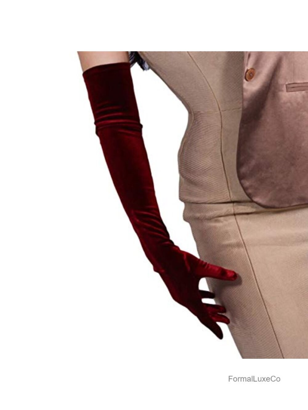 Italian Velvet Gloves 24" Over Elbow Touchscreen Women's Evening Party